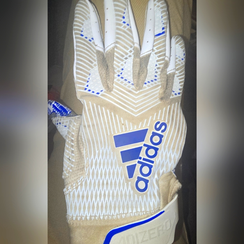 Adult Adidas Adizero Football Receiver Glove Blue And White Size M AF1169